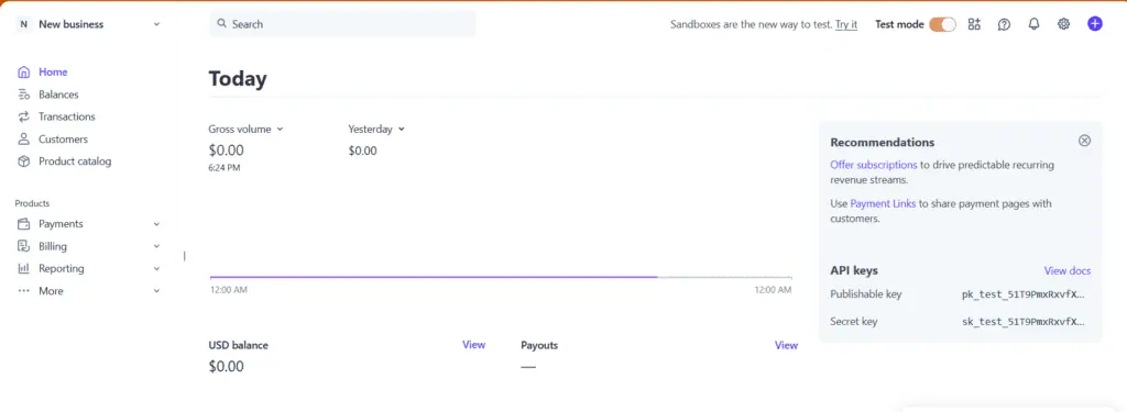 stripe dashboard
