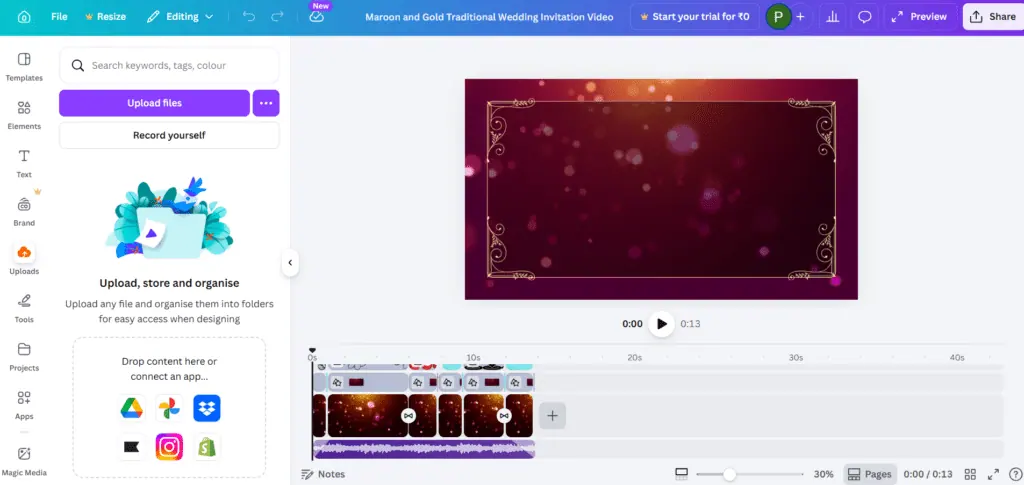 Canva video timeline editor