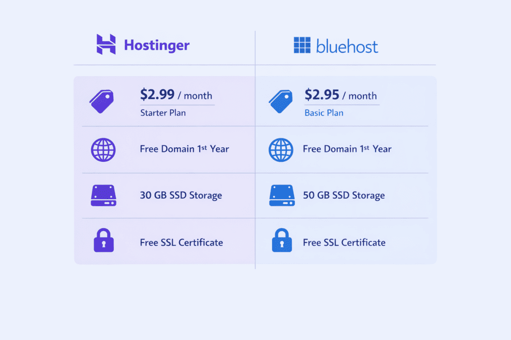 Hostinger vs Bluehost: Feature Comparison