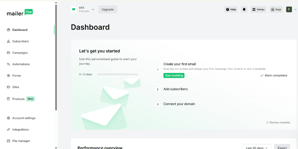 MailerLite automation workflow screenshot