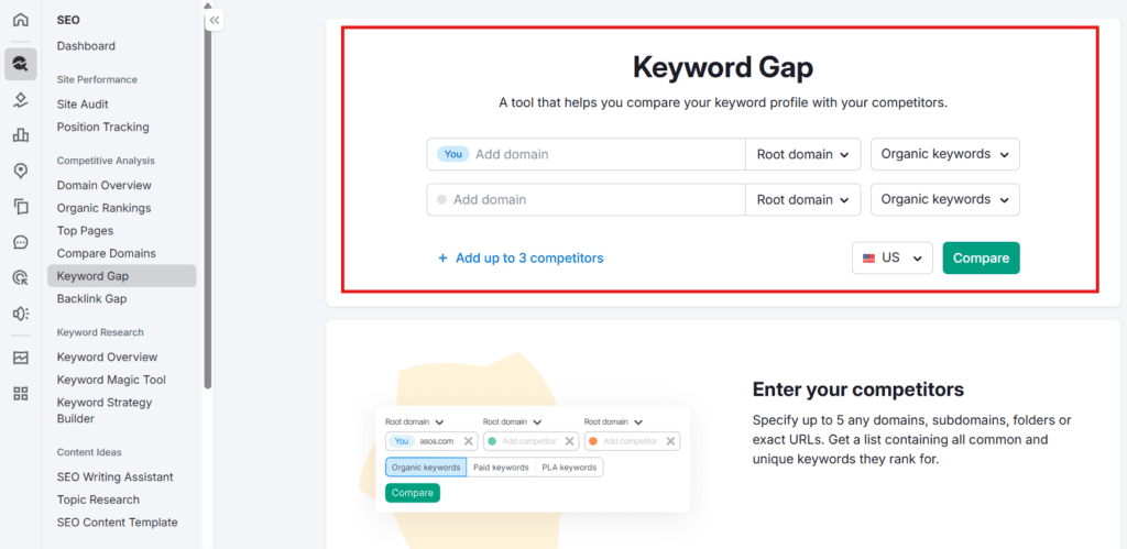 Keyword Gap Tool